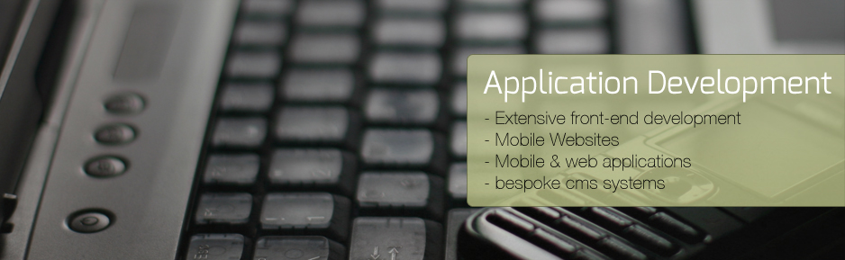 Application Development includes Extensive front-end development, Mobile Websites, Mobile & web applications bespoke cms systems
